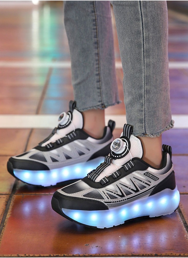 Generic - Roller Skates 4 Wheels Shoes for Kids New Upgrade Skates Sneakers LED Light Up Rechargeable Sport Sneaker for Boys Girls Beginner More Balanced - Image 1