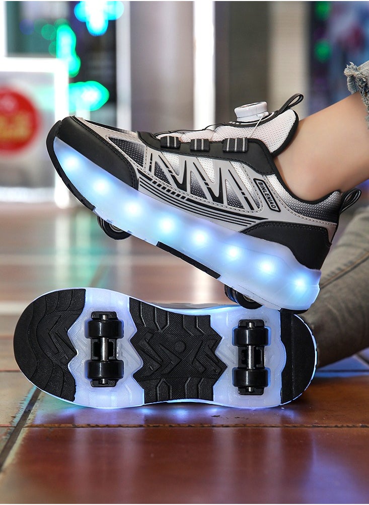 Generic - Roller Skates 4 Wheels Shoes for Kids New Upgrade Skates Sneakers LED Light Up Rechargeable Sport Sneaker for Boys Girls Beginner More Balanced - Image 1