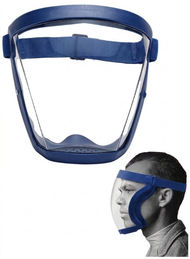 Full Face Shield Protective Mask Anti-Fog Clear Plastic Face Shield for Adults, Reusable Transparent Face Guard with Adjustable Strap, Full Coverage Face Protection for Work Medical Industrial Daily Use