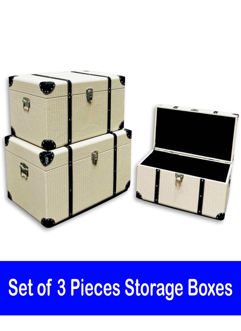 Generic Set of 3 Pieces Storage Boxes With Handles Living Room Bedroom  - Image 1