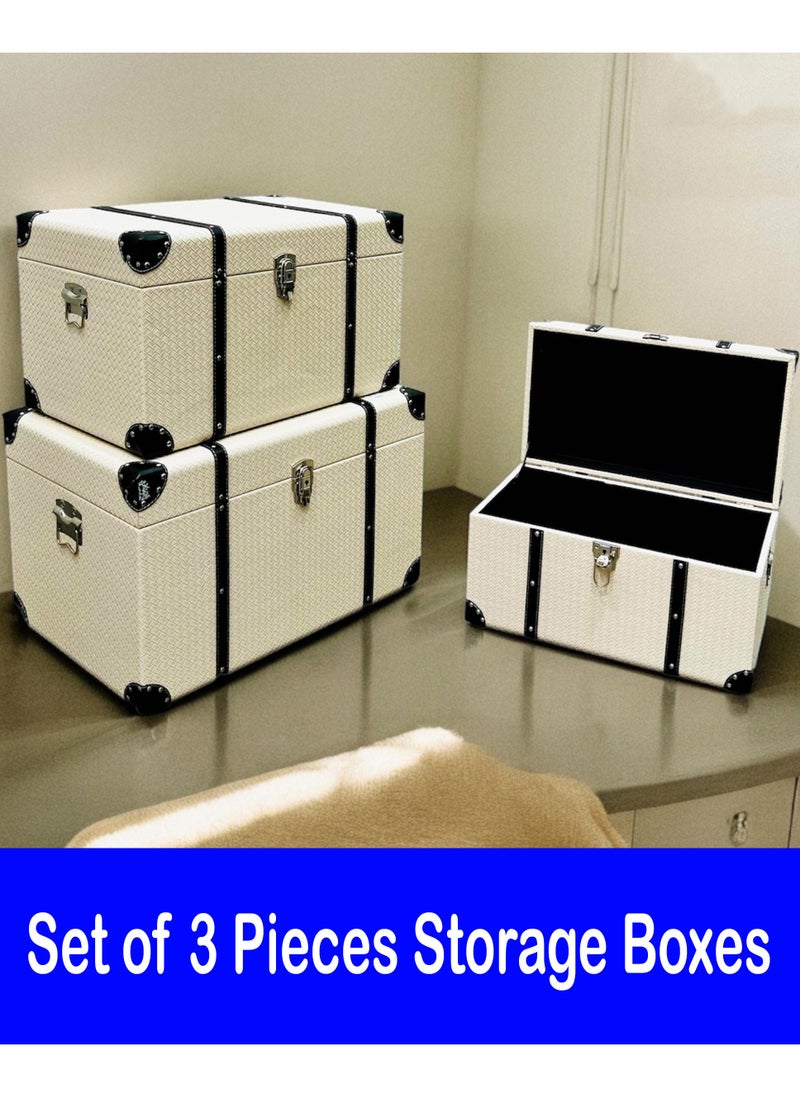 Generic Set of 3 Pieces Storage Boxes With Handles Living Room Bedroom  - Image 2