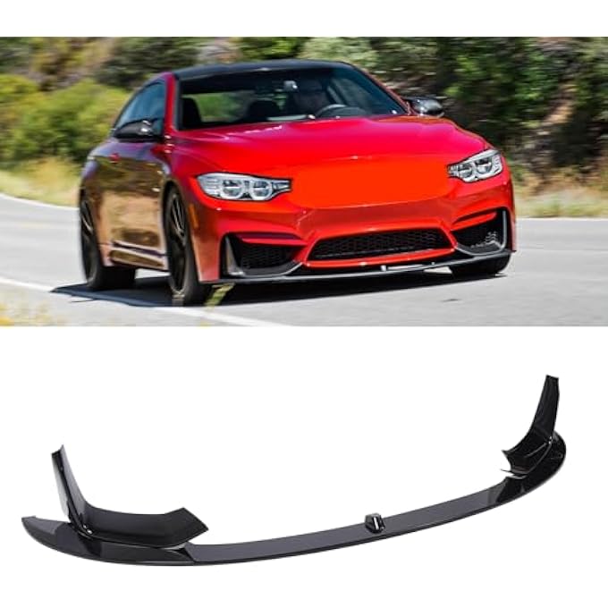 Keenso Front Bumper Lip Spoiler Splitter, Glossy Black Front Lip Protector for F82 F83 M4 2015-2020, Enhance Sporty Look with Easy Installation - Image 2