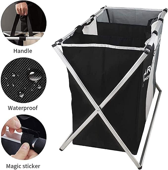 dreamons link 3-Section Laundry Basket Black/White/Grey 137L - Image 3