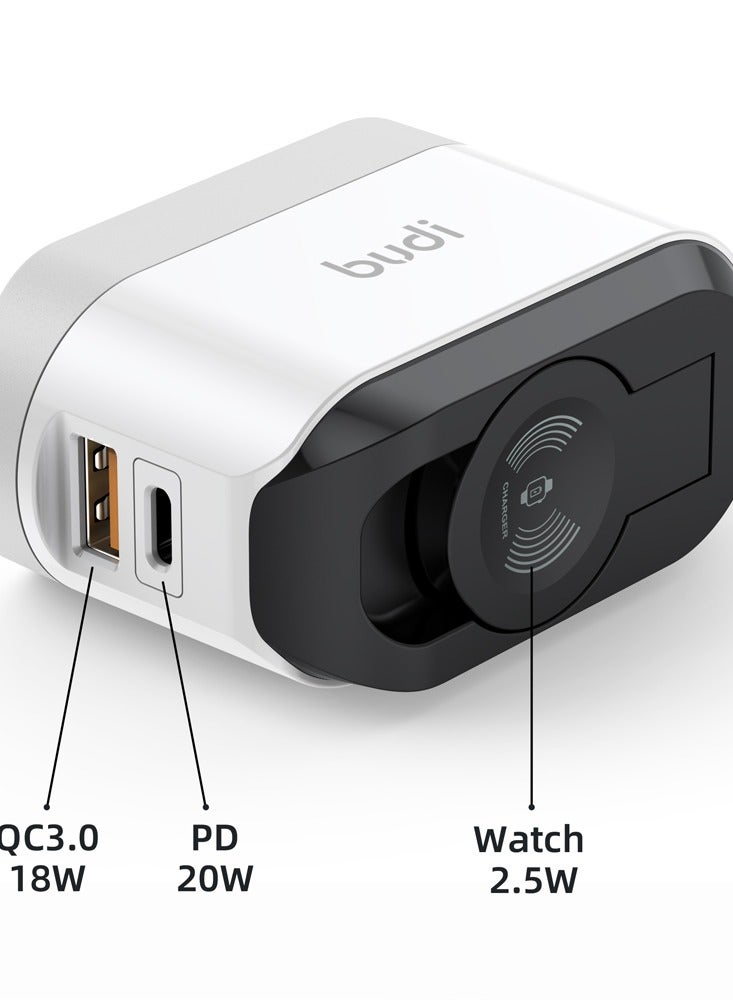 budi 20W USB-C PD + QC3.0 Watch Wireless Charger - Image 1