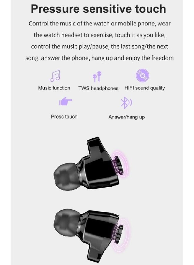 ارواق ساعة GT66 الذكية مع سماعات أذن لاسلكية - شاشة دائرية عالية الدقة مقاس 1.39 بوصة، وحزام جلدي فاخر، وتتبع معدل ضربات القلب ومستوى تشبع الأكسجين في الدم، ومراقبة النوم، وأكثر من 100 وضع رياضي، ومكالمات بلوتوث، وجهاز تتبع اللياقة البدنية - بني - Image 4