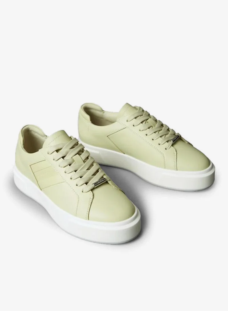 Calvin Klein Jeans Green Haze Leather Logo Tape Trainers for Women | Best Price UAE