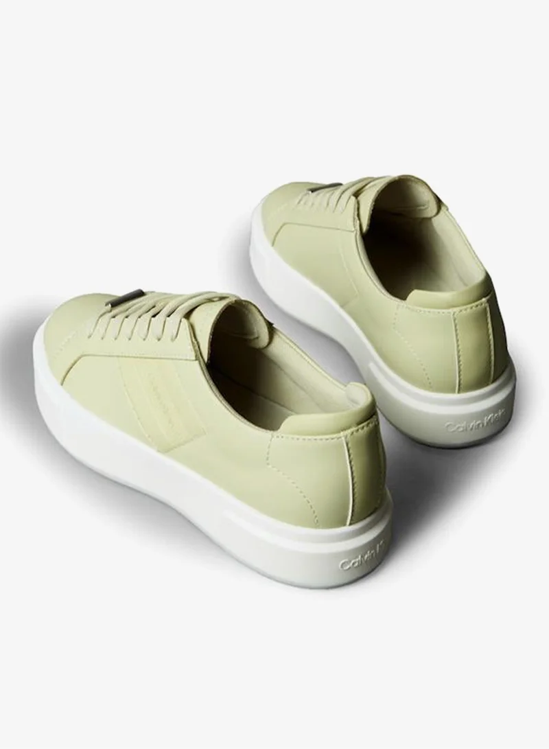 Calvin Klein Jeans Green Haze Leather Logo Tape Trainers for Women | Best Price UAE