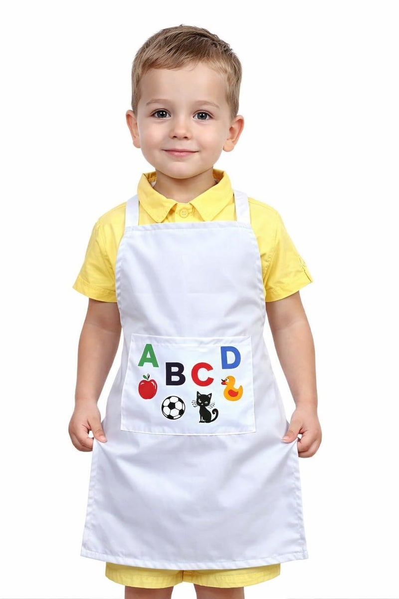Tolexo® Waterproof Kids Apron with ABCD Text Print | Multipurpose for Baking, Cooking, Painting, Art & Birthday Theme Parties | Large Pocket | for Boys & Girls Age 3–6 Years - Image 2