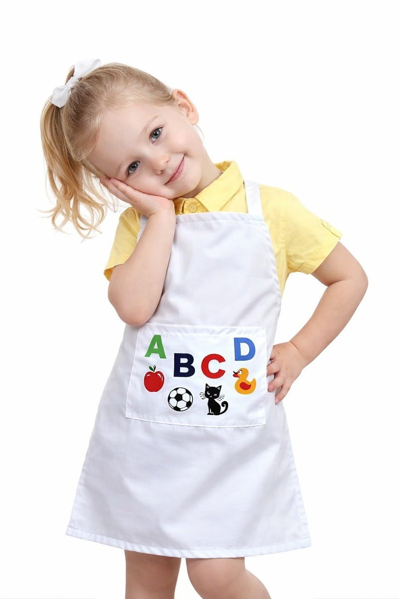 Tolexo® Waterproof Kids Apron with ABCD Text Print | Multipurpose for Baking, Cooking, Painting, Art & Birthday Theme Parties | Large Pocket | for Boys & Girls Age 3–6 Years - Image 1