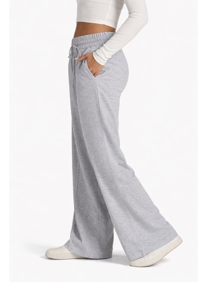 midelxp Women’s Wide Leg Sweatpants, Lightweight, High Waisted with Wide Pockets, Comfortable Lounge Pants with Drawstring - Image 3