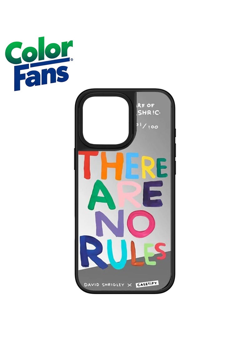 كولور فانس جراب عاكس لهاتف iPhone 14 Pro Max "لا توجد قواعد" - فضي عاكس مع نص متعدد الألوان