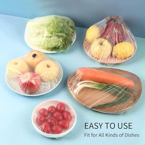 HOOPOES 100 pcs Fresh Keeping Bags Canning Lids, Reusable Elastic Food Storage Covers, Plastic Sealing Elastic Stretch Adjustable Bowl Lids, Universal Kitchen Wrap Seal Bags for Cover Food (100) - Image 2