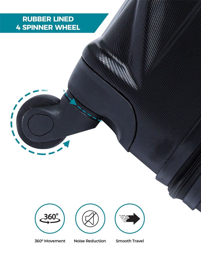 بارا جون حقيبة سفر بعجلات متوسطة  بوصة من  خفيفة الوزن صلبة تحمل  كجم بعجلات دوارة سوداء - Image 4