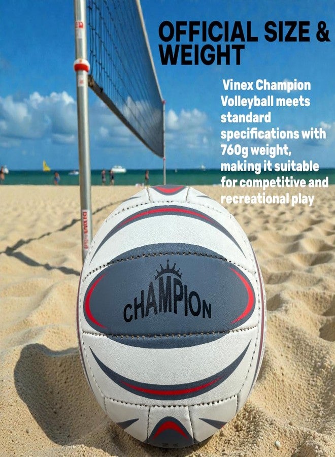Vinex Champion Volleyball | Standard Size | Hand Stitched PU Volleyball | Soft Touch Feel | 760g Standard Weight | Indoor & Outdoor Play | Multicolor | Pack of 1 - Image 4
