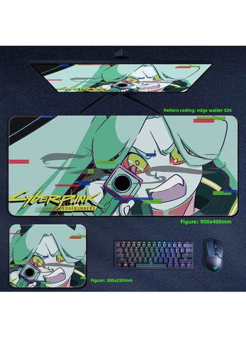 Cyberpunk Edge Walker Mouse Pad Computer Desktop Pad Lucy Edge Runner Cyberpunk 2077 Surrounding-Color:700x300x3mm-Pattern:Edge Walker 024