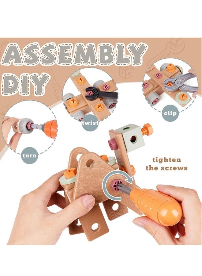 144PCS Kids Tool Set with Storage Box, Creative Engineering Building Kit,Toddler Tool Kit Construction Toy with Assembly Pieces,Montessori Stem Learning Educational Toys for 3 4 5 Years Old Boys Gir - Image 3