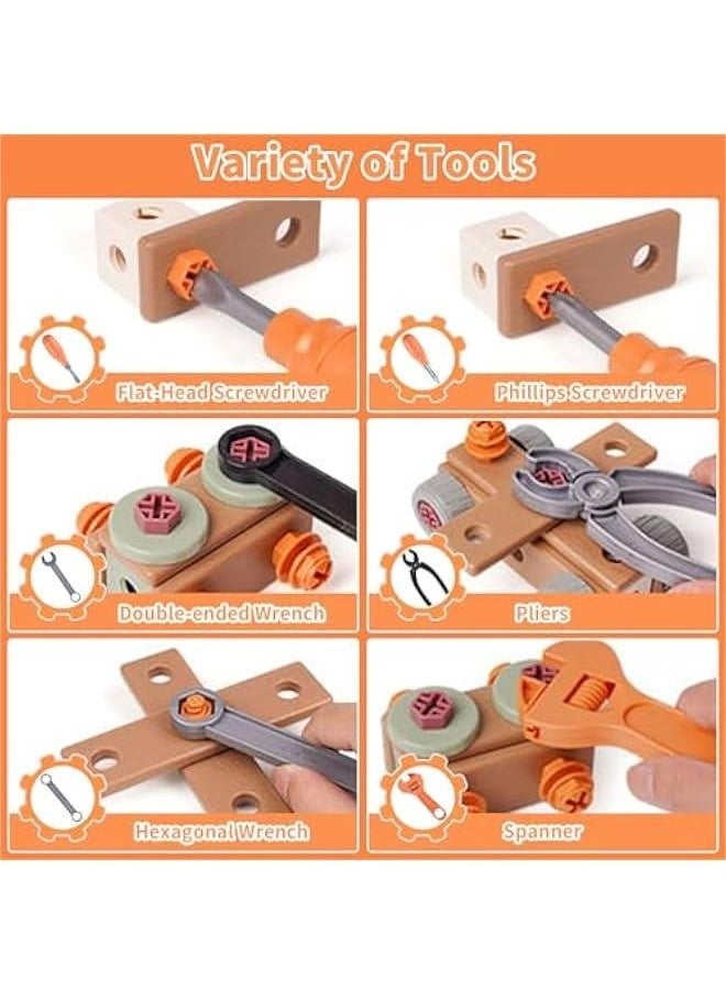 144PCS Kids Tool Set with Storage Box, Creative Engineering Building Kit,Toddler Tool Kit Construction Toy with Assembly Pieces,Montessori Stem Learning Educational Toys for 3 4 5 Years Old Boys Gir - Image 5