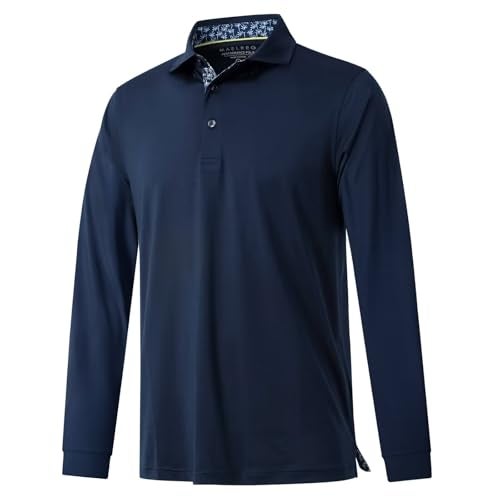 M MAELREG Polo Shirts for Mens Long Sleeve Moisture Wicking Outdoor Solid Golf Shirts with Collar Dry Fit - Image 1