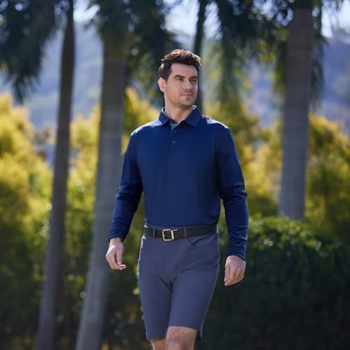 M MAELREG Polo Shirts for Mens Long Sleeve Moisture Wicking Outdoor Solid Golf Shirts with Collar Dry Fit - Image 2