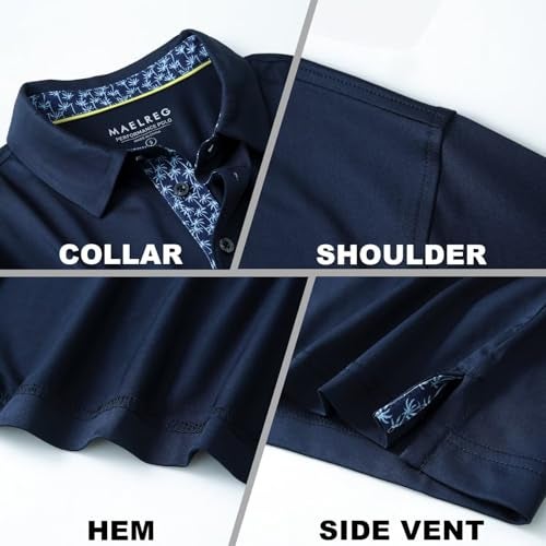 M MAELREG Polo Shirts for Mens Long Sleeve Moisture Wicking Outdoor Solid Golf Shirts with Collar Dry Fit - Image 4