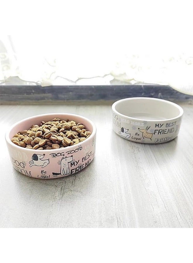 2 Pcs 5 Inch Ceramic Dog Bowls, Cartoon Pattern Cat and Dog Food Bowls, Cute and Durable Heavy Water Dishes for Small Dogs and Pets, Travel Friendly, Dishwasher and Microwave Safe - Image 5