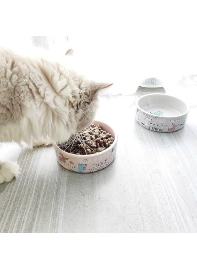 2 Pcs 5 Inch Ceramic Dog Bowls, Cartoon Pattern Cat and Dog Food Bowls, Cute and Durable Heavy Water Dishes for Small Dogs and Pets, Travel Friendly, Dishwasher and Microwave Safe - Image 4