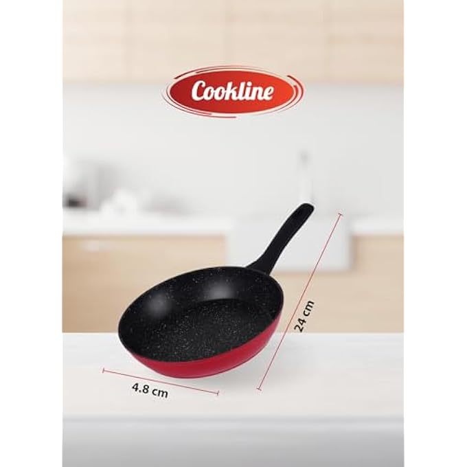Cookline Forged Aluminum NonStick Fry Pan 24Cm Red Exterior Induction Compatible Easy To Clean - Image 4