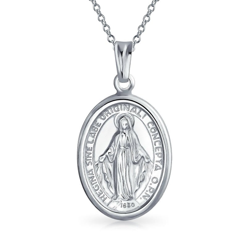 Bling Jewelry Traditional Christian Our Lady Of Guadalupe of Protection Catholic Religious Oval Medal Virgin Mary Necklace Pendant For Women or Men .925 Sterling Silver - Image 5
