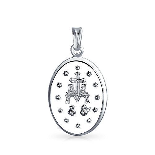 Bling Jewelry Traditional Christian Our Lady Of Guadalupe of Protection Catholic Religious Oval Medal Virgin Mary Necklace Pendant For Women or Men .925 Sterling Silver - Image 2