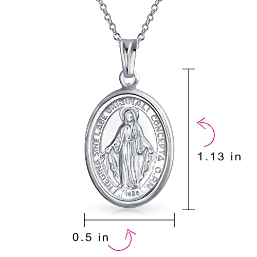 Bling Jewelry Traditional Christian Our Lady Of Guadalupe of Protection Catholic Religious Oval Medal Virgin Mary Necklace Pendant For Women or Men .925 Sterling Silver - Image 4