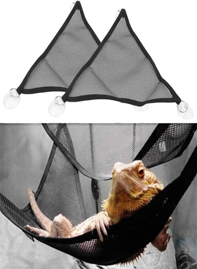 Spring.Rdus 2 Pcs Breathable Mesh Reptile Hammock, Black, Suitable for Bearded Dragon Lizard, Geckos - Image 1