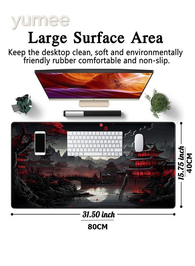 يمي وسادة ماوس كبيرة للمكتب، وسادة ماوس للألعاب مقاومة للماء، 800 × 400 مم، 31.5 × 15.7 بوصة، وسادة ماوس للألعاب، حصيرة مكتب يابانية، حصيرة مكتب مانعة للانزلاق، وسادة ماوس للألعاب، وسادة ماوس سميكة من المطاط، مناسبة للألعاب والمكتب والاستخدام المنزلي - Image 3