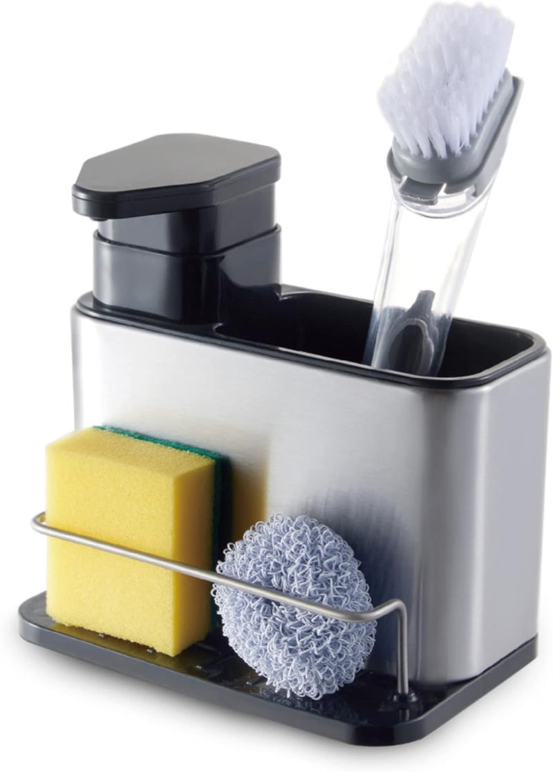 HOMENITY هومينيتي® - حامل حوض المطبخ مع موزع سائل الصابون - 340 مل - خفيف الوزن وقوي - قاعدة غير قابلة للانزلاق - نظام تصريف مياه بسيط - منظم مطبخ أنيق للتنظيف - Image 1