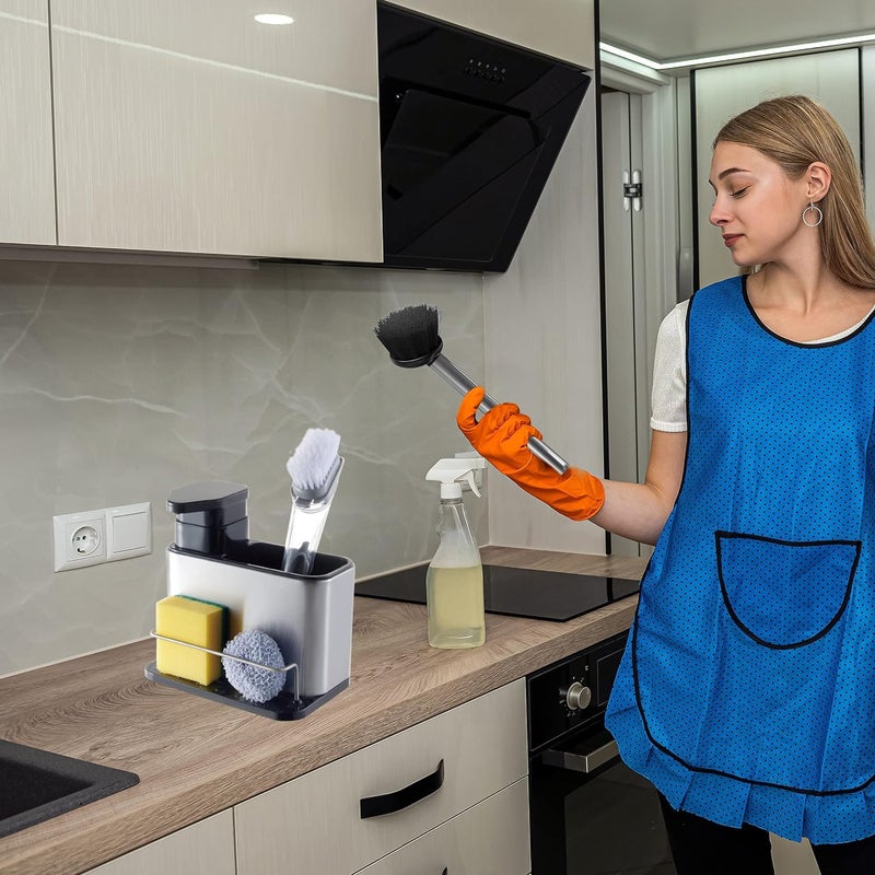 HOMENITY هومينيتي® - حامل حوض المطبخ مع موزع سائل الصابون - 340 مل - خفيف الوزن وقوي - قاعدة غير قابلة للانزلاق - نظام تصريف مياه بسيط - منظم مطبخ أنيق للتنظيف - Image 5