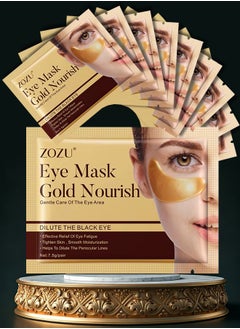 Zozu 10 Pcs Eye Mask Set Gold Nourish Gentle Care Of Eye Area Relieve Eye Fatigue Tighten Skin Moisturizing Hydrating Nourishing Fade Dark Circles Gold Eye Mask for Women and Men All Skin Types  - Image 1