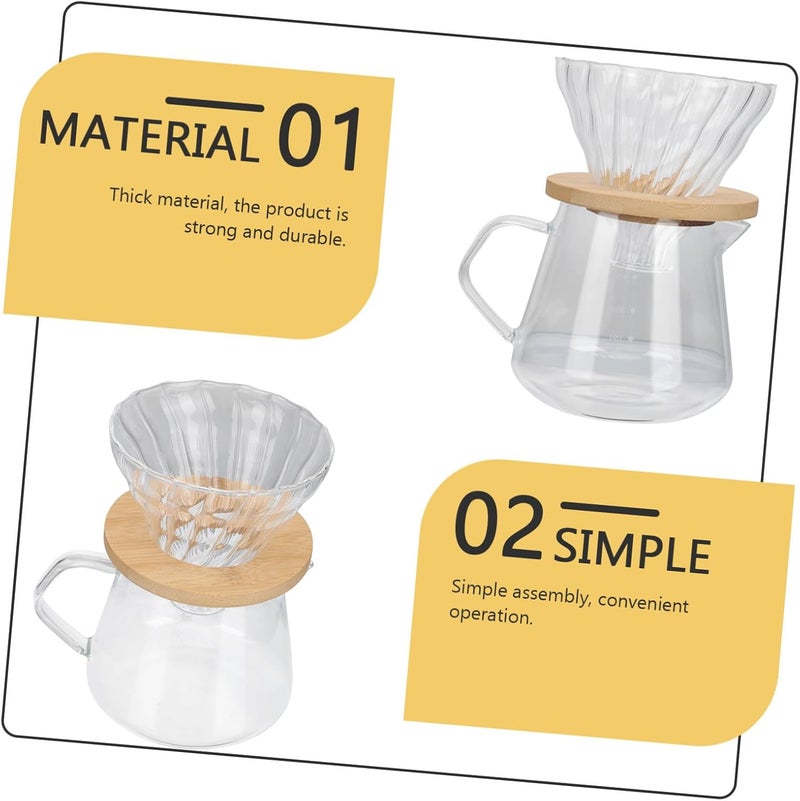 Glass Hand Brew Coffee Maker Strip Cup Household Tea Slag Funnel and Cup Tray - Image 3