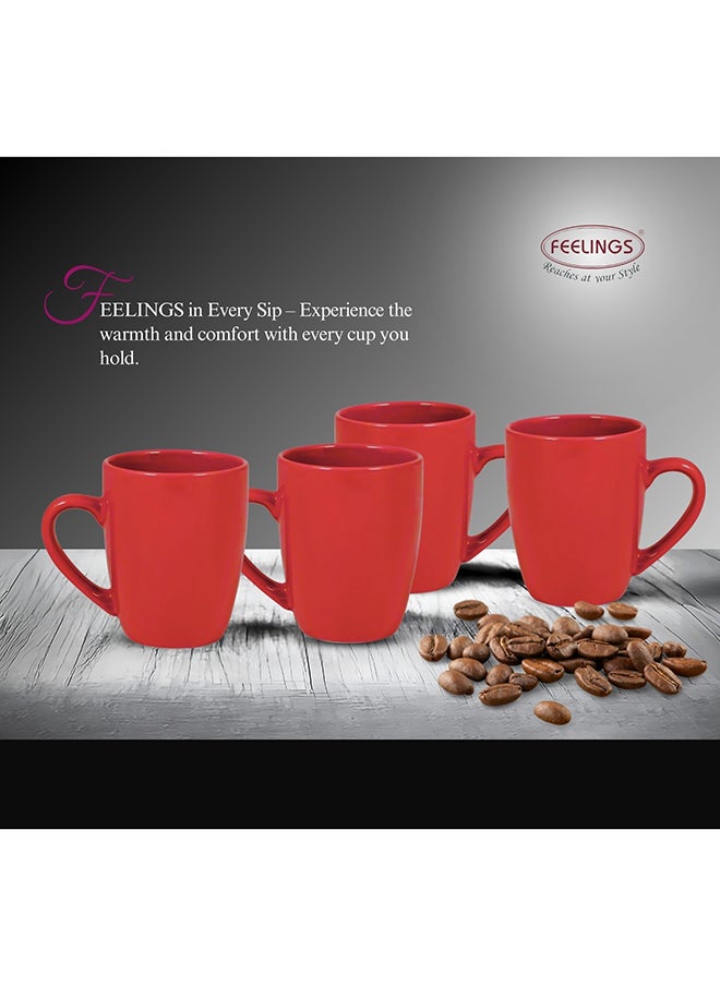 Feelings FEELINGS Stoneware Mug Set of 4 , Red 360ml  - Image 4