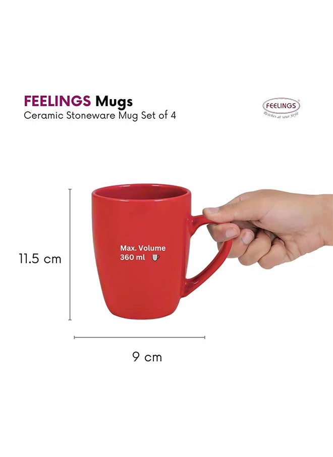 Feelings FEELINGS Stoneware Mug Set of 4 , Red 360ml  - Image 2