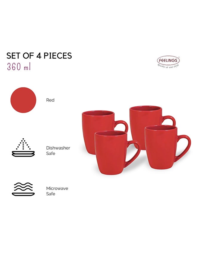 Feelings FEELINGS Stoneware Mug Set of 4 , Red 360ml  - Image 3