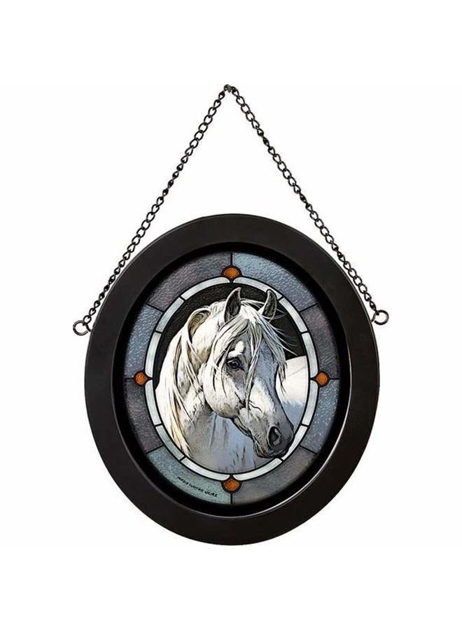 5386497717 Stained Glass Art, 9-inch Height (Classic in Gray Horse)