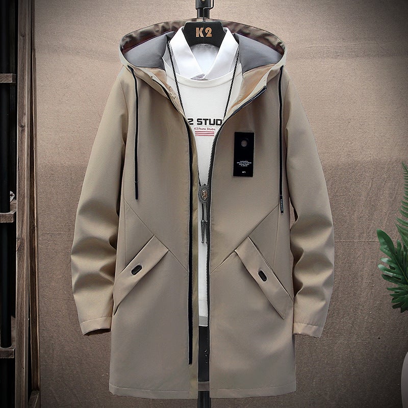 2024 Autumn Mens Medium-Length Jacket Trendy Blazer Vest Fashion Outerwear Overcoat Jumper Coat For Men Camel  - Image 1