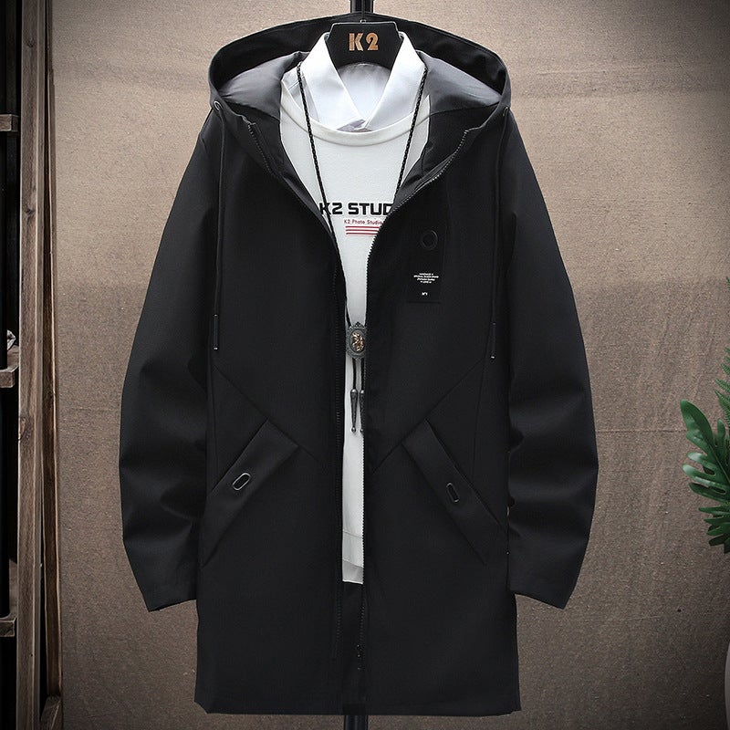2024 Autumn Mens Medium-Length Jacket Trendy Blazer Vest Fashion Outerwear Overcoat Jumper Coat For Men Camel  - Image 3