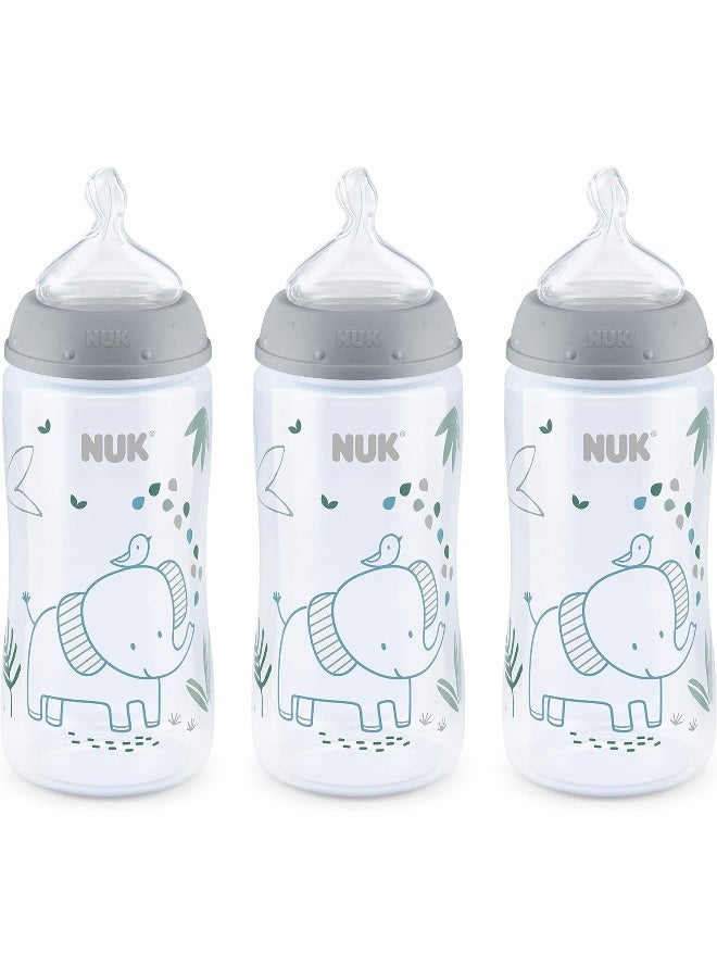NUK Smooth Flow Anti Colic Baby Bottle, 10 oz, 3 Pack, Elephant - Image 1
