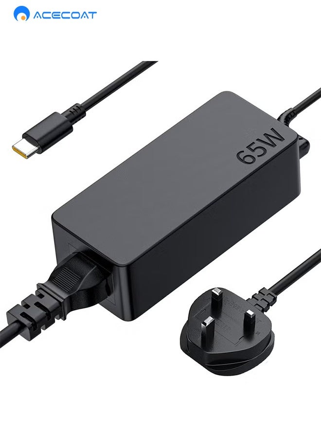 ACECOAT Replacement For 65w Lenovo Laptop Charger Usb C ;Compatible With Lenovo Thinkpad T480s T580s T490 E480 E580 Chromebook C330 S330 100e 300e 500e,Yoga C930 C940 720 Power Supply Adapter Cord - Image 1