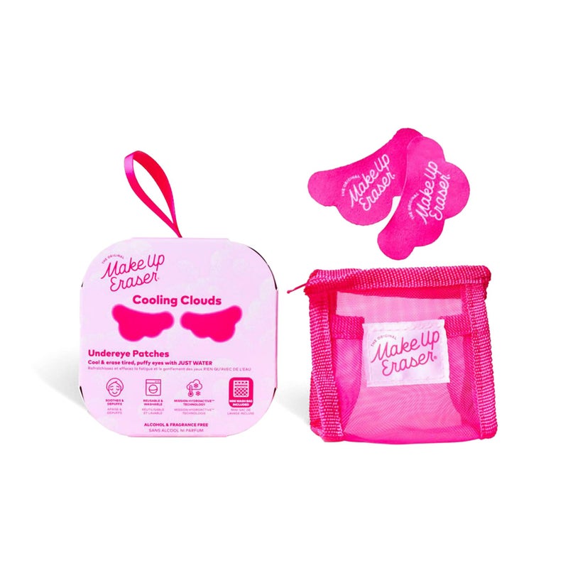 Makeup Eraser Cooling Clouds Reusable Undereye Patches - Hydroactive Technology Mask Patch Pads for Tired Puffy Eyes and Wrinkles with Mini Washbag, Set of 2 - Image 1