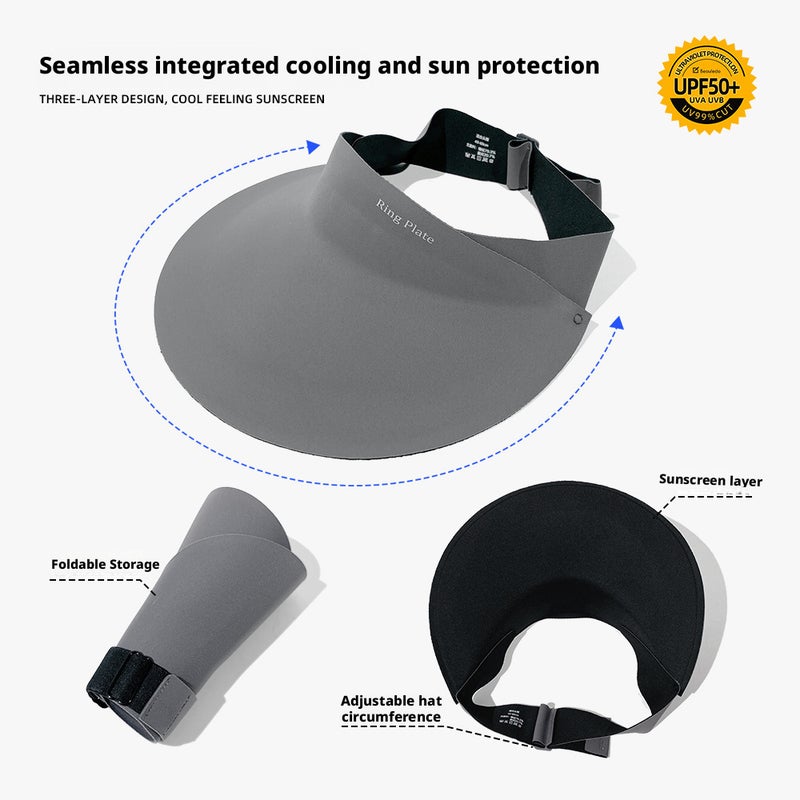 Women's Summer UV Protection Foldable Visor Sun Hat - Image 2