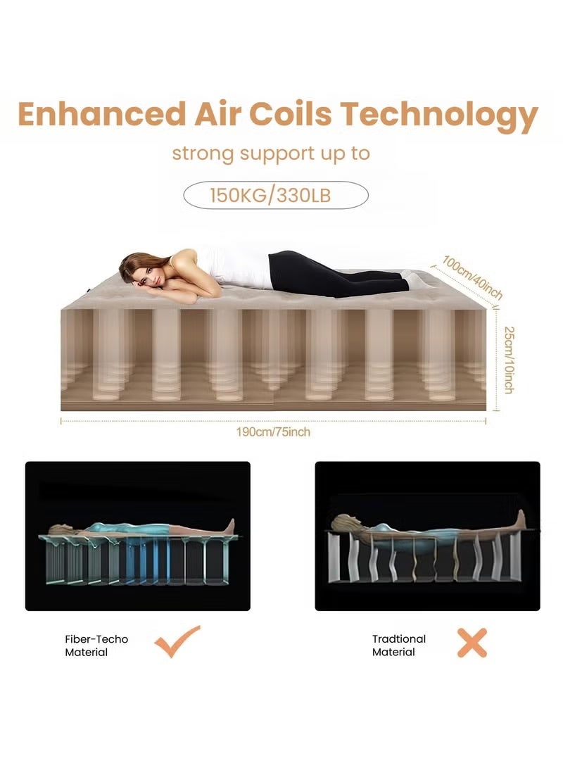 Double Height Air Mattress, Portable Inflatable Bed with Built-in Pump, One-Button Quick Automatic Inflation/Deflation, Ideal for Home or Outdoor Travel Camping - Image 2