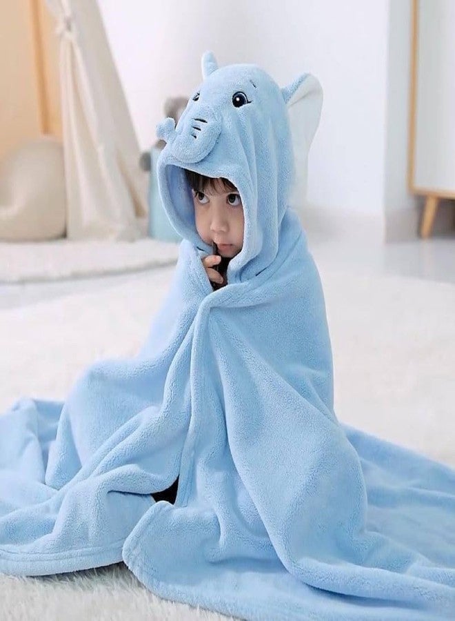 Akshify Ultra-Soft Cotton Baby Hooded Towel – Hypoallergenic, Super Absorbent Bath Wrap with Cute Elephant Design for Newborns, Infants & Toddlers (0-5 Years, Sky Blue) - Image 1