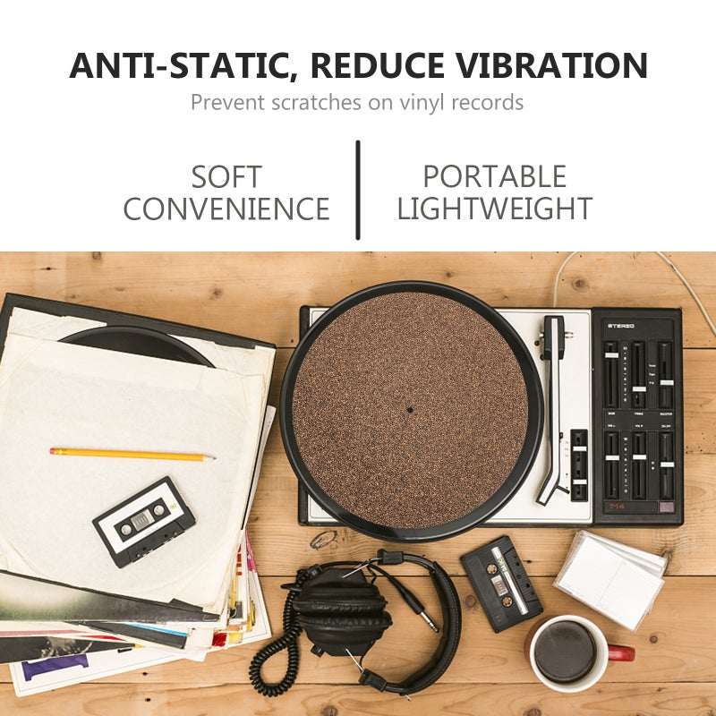 2pcs Simple Cork Made Vinyl Protective Pad for Phonograph Records Turntable Mat - Image 3