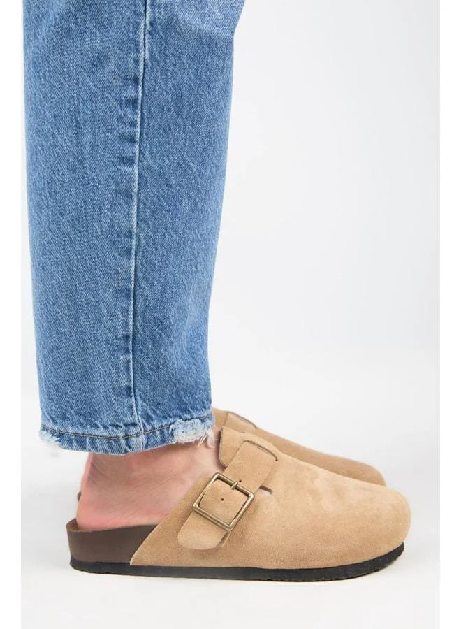 Zeta 2 Women's Genuine Leather Buckle Belted Sabo Sand Sandal.